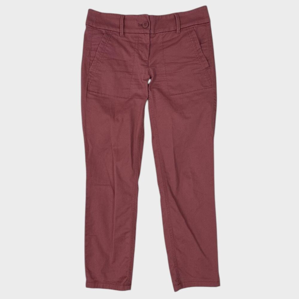 LOFT Outlet Womens Size 0 Modern Roll Cuff Chino Pink Pants Cotton Spandex